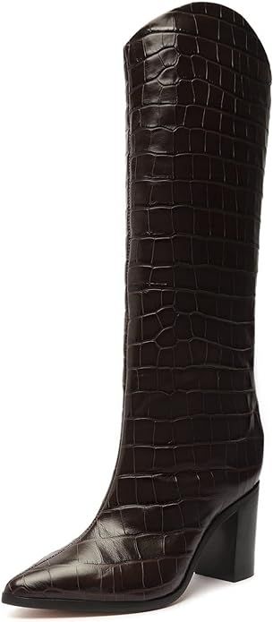 SCHUTZ Women's Maryana Block Heels Knee High Boot | Amazon (US)