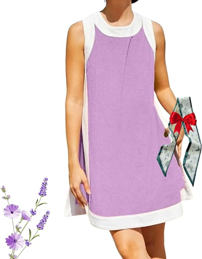 Women's Casual Color Block Sleeveless Tops Matching Shorts with Pockets, Color Block 2 Piece Sets... | Amazon (US)