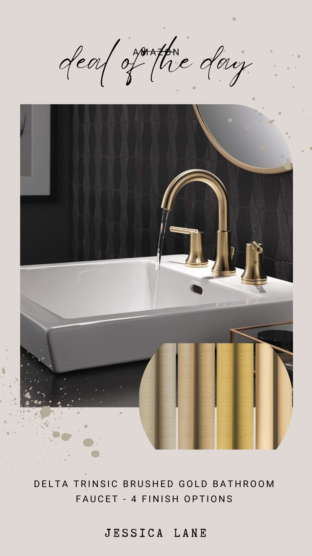 This Delta brushed gold three-hole bathroom faucet brings a sophisticated look to your vanity. The set is also available in four different finishes to match your style.#bathroomrenovation #goldfixtures #homestyle #deltafaucet

#LTKSaleAlert #LTKHome #LTKSpringSale