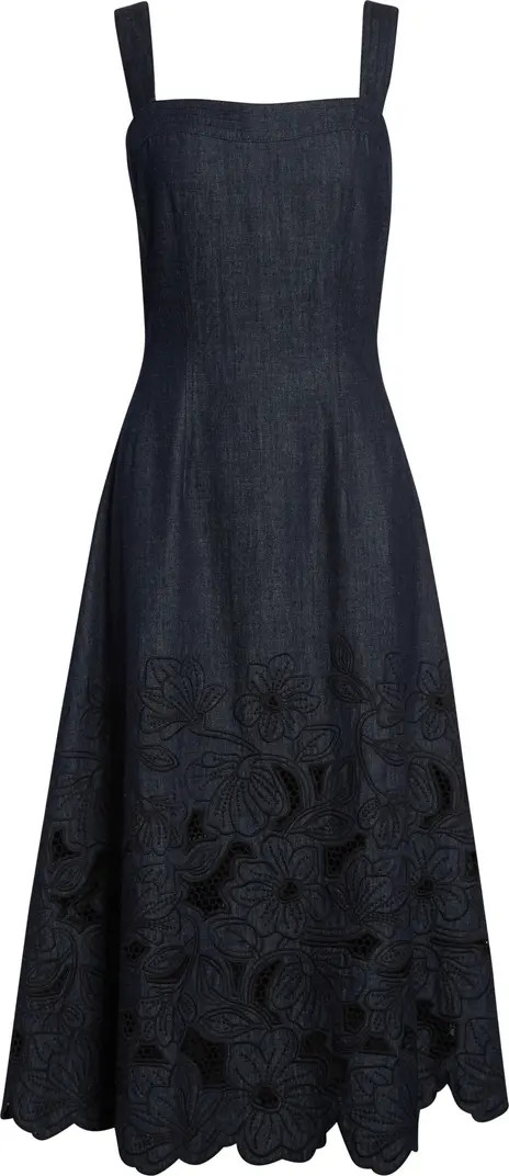 Rosaura Eyelet Embroidery Denim Dress | Nordstrom