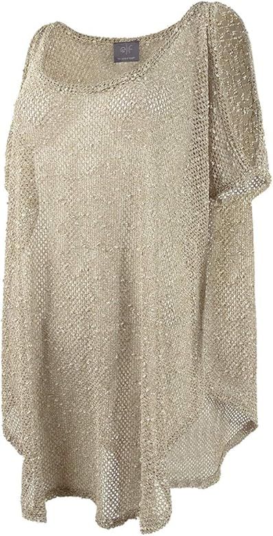 Elif Women's Crochets Sheer Cold Shoulder Tunic Swim Cover Up | Amazon (US)
