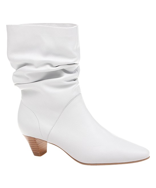 White Nica Leather Ankle Boot - Women | zulily