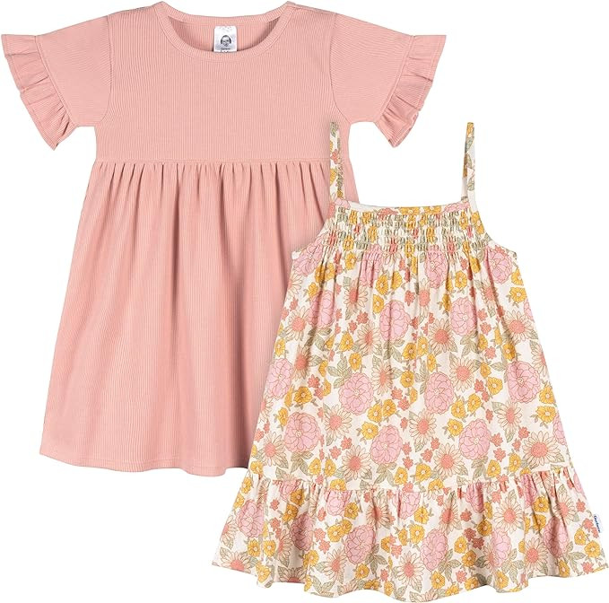 Gerber Girls' Toddler Short-Sleeve and Sleeveless Dress Set | Amazon (US)