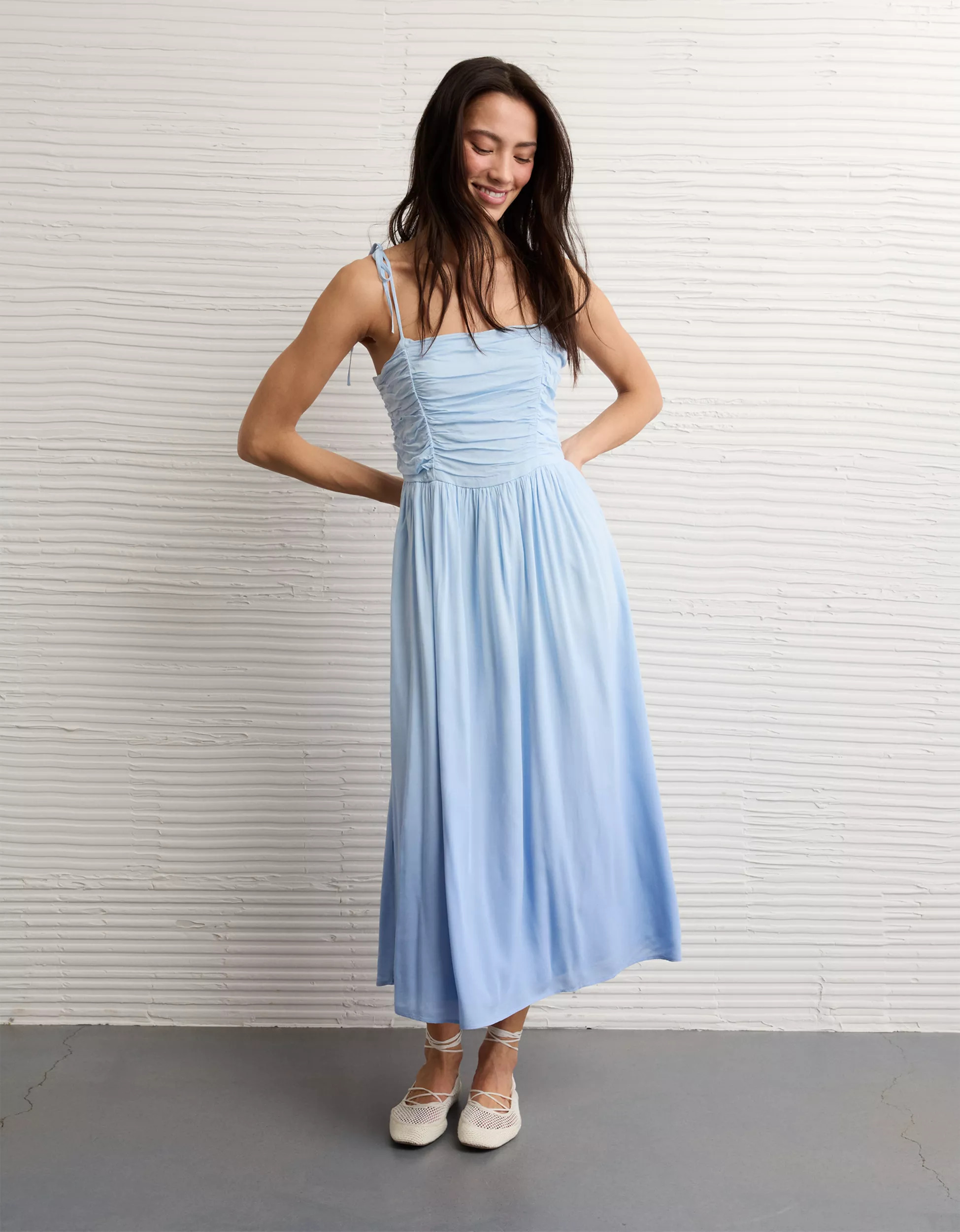 AE Ombré Tie-Strap Midi Dress | American Eagle Outfitters (US & CA)
