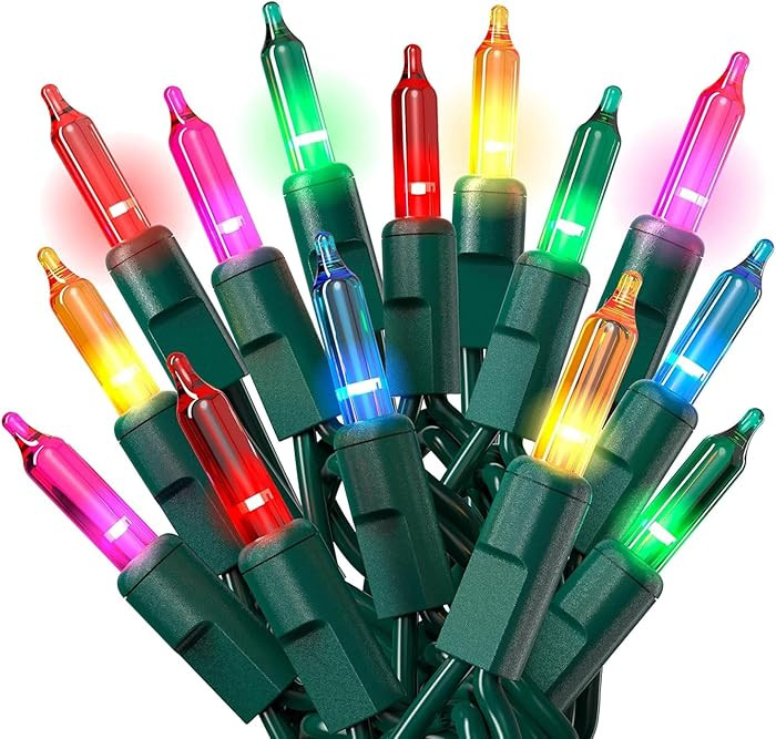 PREXTEX Multicolored Christmas Lights with Green Wire, 60 Feet, 300 Lights, Colorful String Light... | Amazon (US)