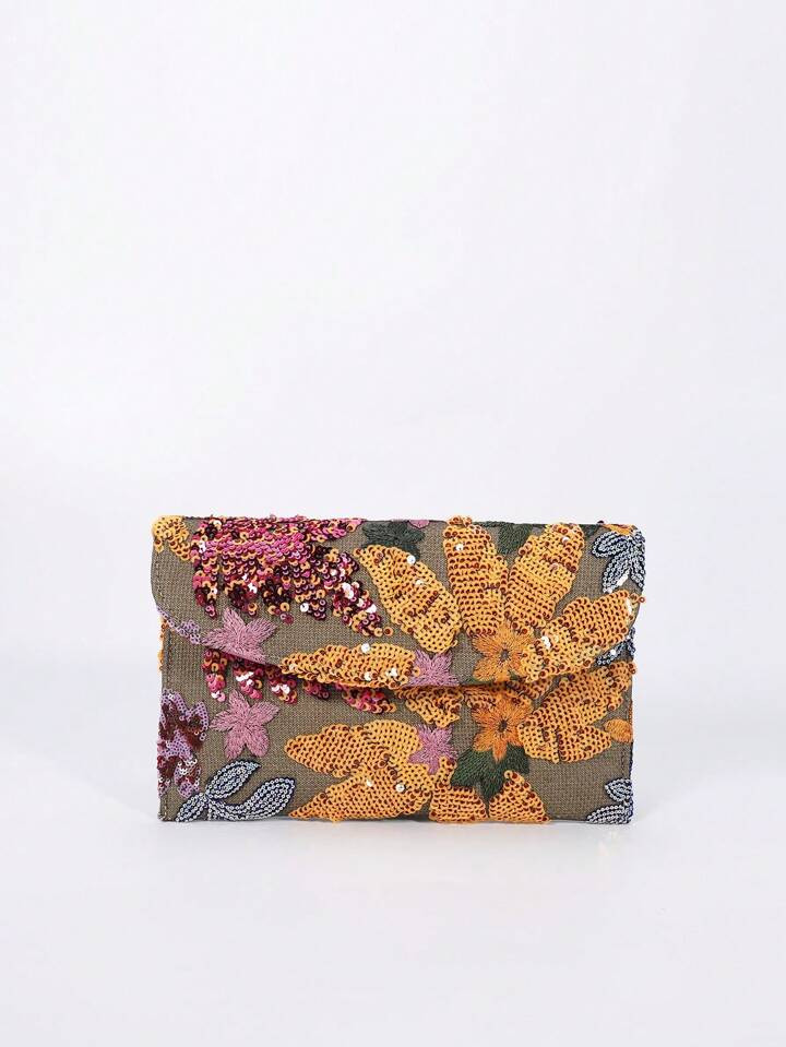 Random Pattern Envelope Bag Sequin Decor Colorblock | SHEIN
