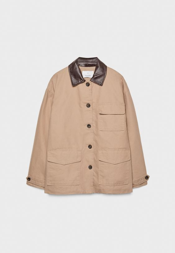 Jacket with pockets and a contrast collar | Stradivarius (UK)