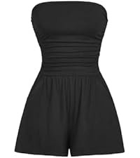 AUXDIO Women Summer Casual Strapless Romper Sleeveless Off Shoulder Short Jumpsuits 2026 Beach Va... | Amazon (US)