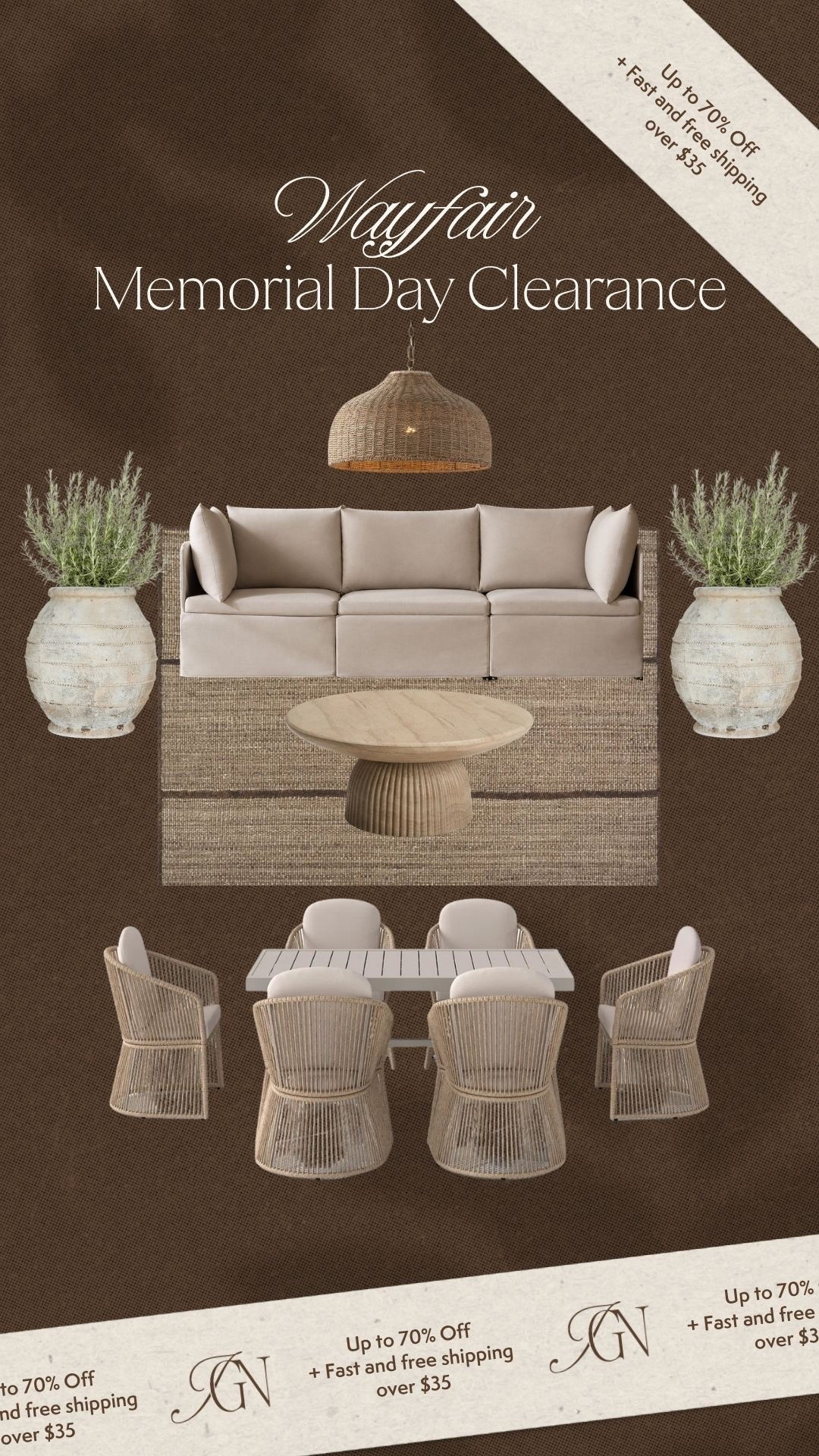 @Wayfair  ‘s Memorial Day clearance is happening now 🤎 save up to 70% off + get fast free shipping on orders over $35!

They have so many gorgeous patio sets, lounge chairs, and dining sets on sale! Linking my favs below ✨

#AD #Wayfairpartner #wayfair #patiofurniture #outdoorfurniture #modernorganichome #modernorganicpatio #outdooroasis #memorialday #salealert #homesale

#LTKSaleAlert #LTKSeasonal #LTKHome