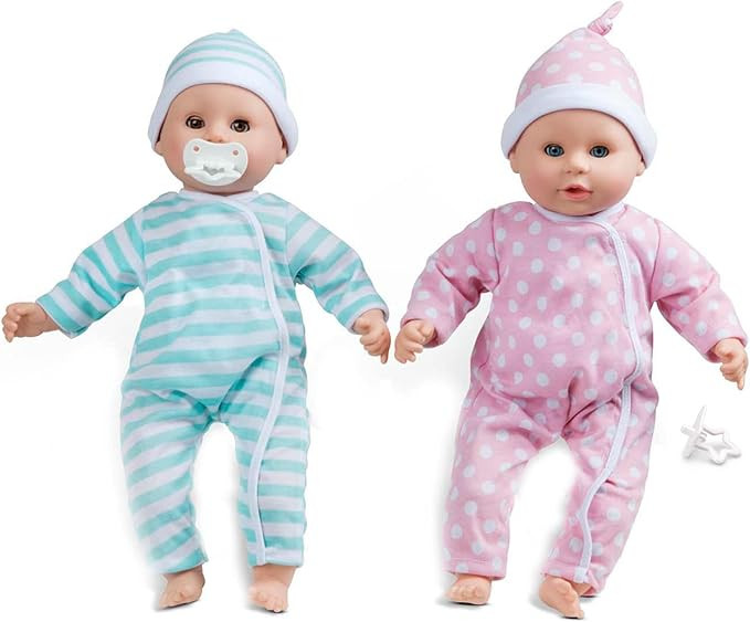 Melissa & Doug Mine to Love Twins Luke & Lucy 15” Light Skin-Tone Boy and Girl Baby Dolls with ... | Amazon (US)