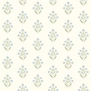 Kova Floral Crest Blue Prepasted Non Woven Wallpaper | The Home Depot