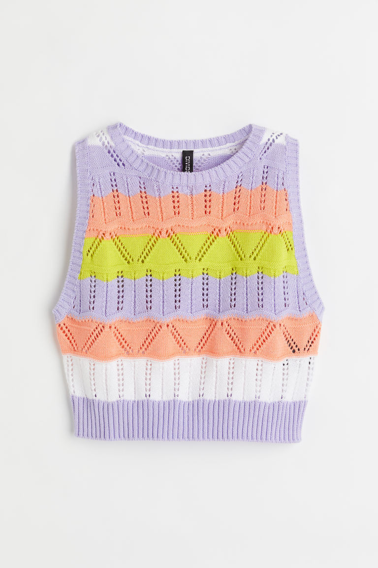 H & M - Pointelle-knit Sweater Vest - Yellow | H&M (US + CA)