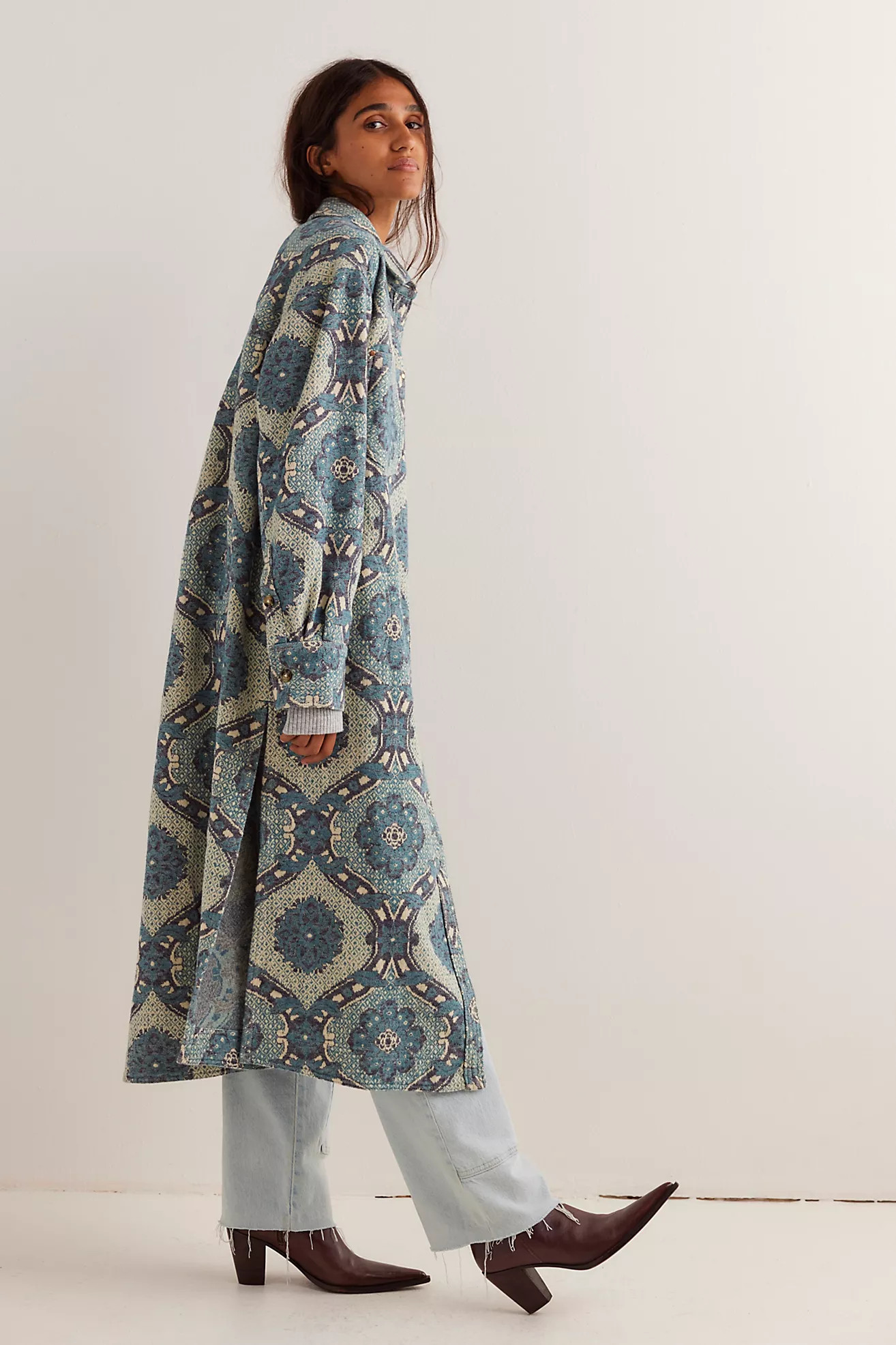 We The Free Brick Lane Jacquard Maxi Shirt Jacket | Free People (Global - UK&FR Excluded)