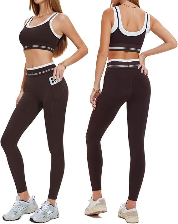 Airfree Workout Sets for Women 2 Piece Seamless Sport Bra High Waist Long Leggings Gym Yoga Outfi... | Amazon (US)