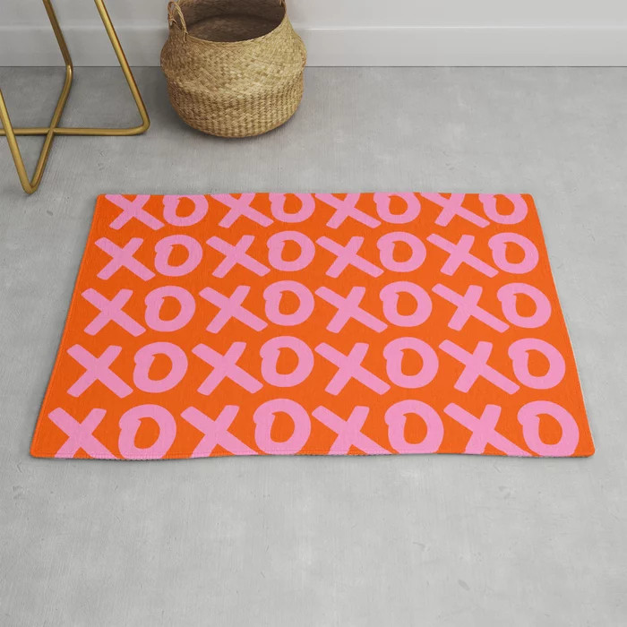 XOXO Print Hugs And Kisses Pink And Orange Colors Retro Wall Art Preppy Modern Boho XOXO Pattern ... | Society6