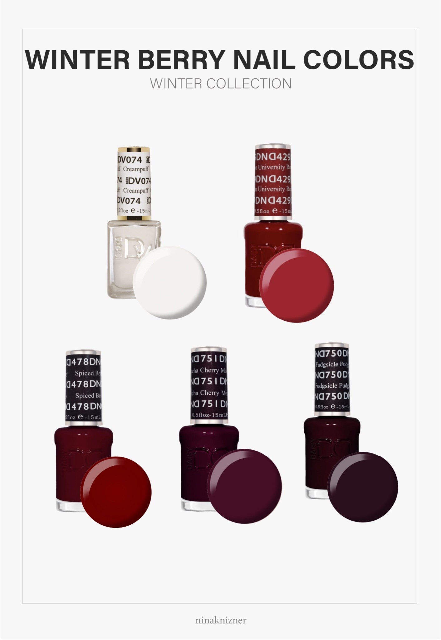 Favorite berry colors of the season…🤍❤️

- DND DV074 Creampuff, DND 429 University Red, DND 478 Spiced Berry, DND 750 Fudgesicle

#valentines #valentinesnails #red #burgundy #white #gelpolish #nailpolish #winter #winternails #gel #nails #polish 

#LTKgrwm #LTKSeasonal #LTKselfcare