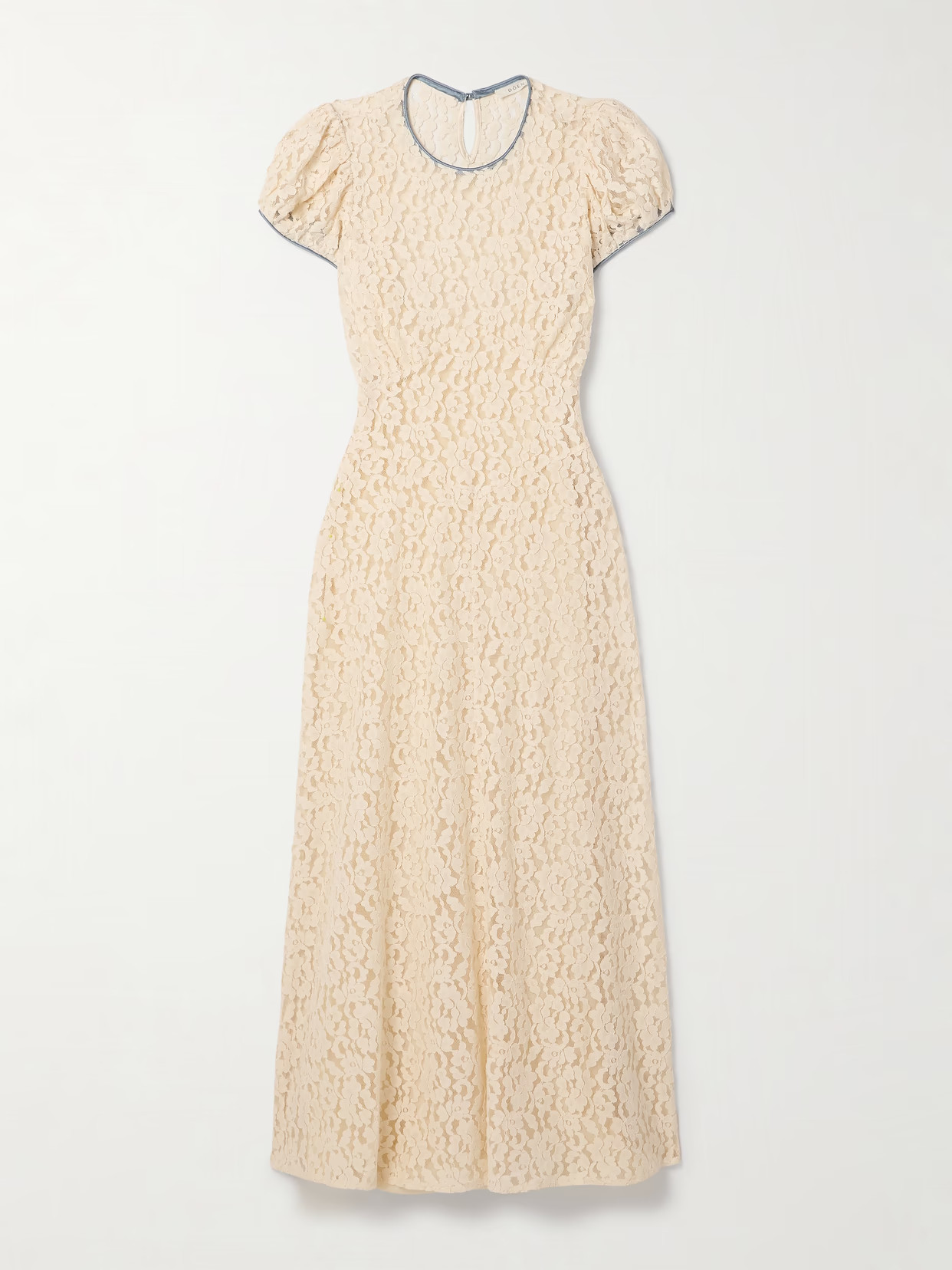 DÔEN - Katarina Satin-trimmed Corded Lace Midi Dress - Cream | NET-A-PORTER (US)