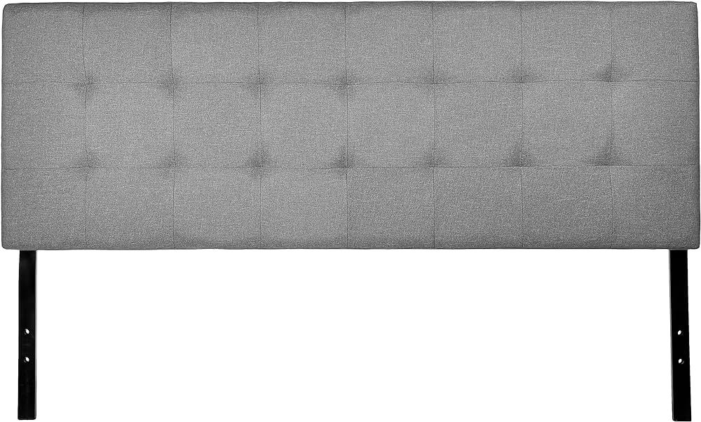 Amazon Basics Faux Linen Upholstered Tufted Headboard - King, Grey | Amazon (US)