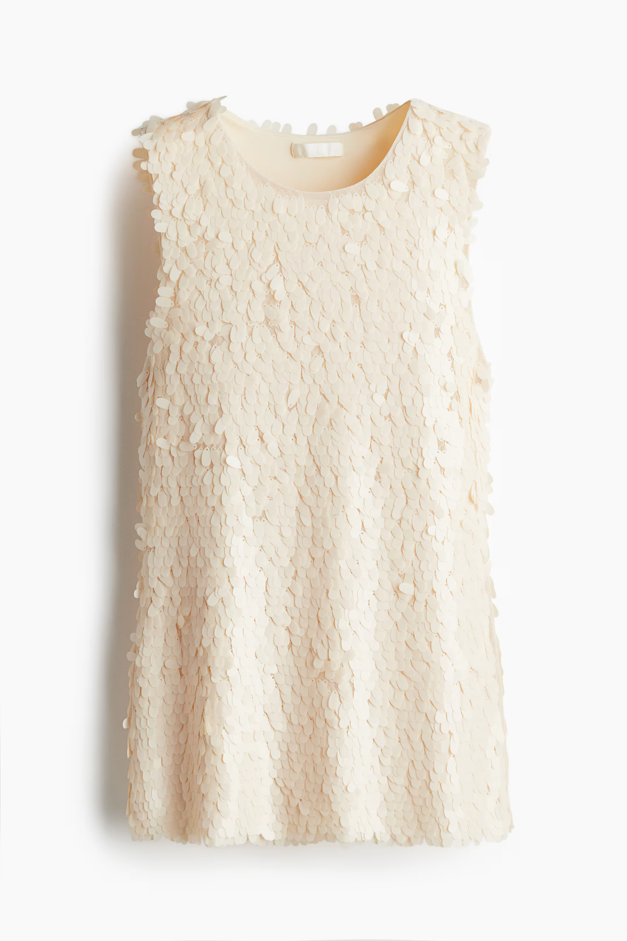 Sequined Sleeveless Top - Cream - Ladies | H&M US | H&M (US + CA)