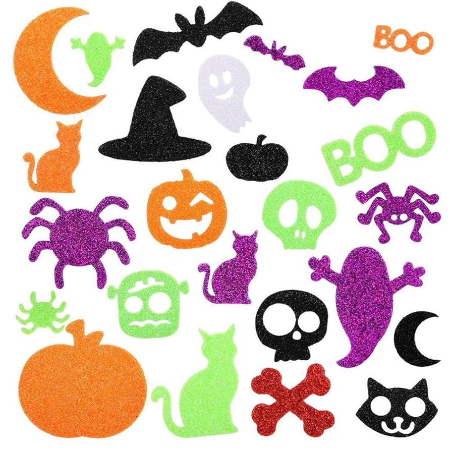 Halloween Foam Stickers Glitter Halloween Stickers, Sparkle Self-Adhesive Pumpkin Ghost Shape Puf... | Amazon (US)