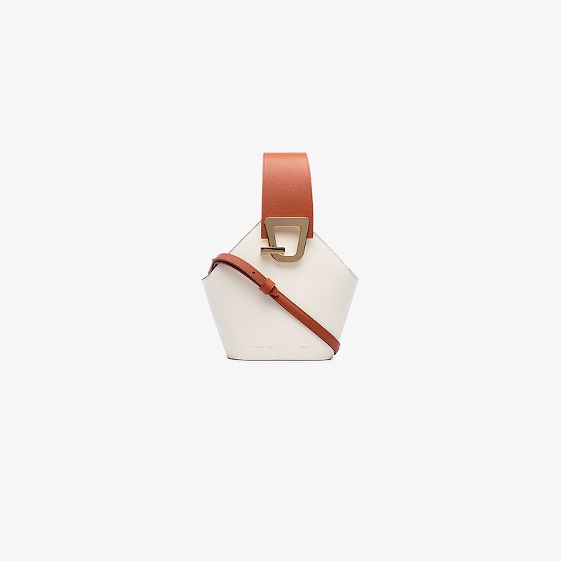 Danse Lente white and brown Johnny mini leather bucket bag | Browns Fashion