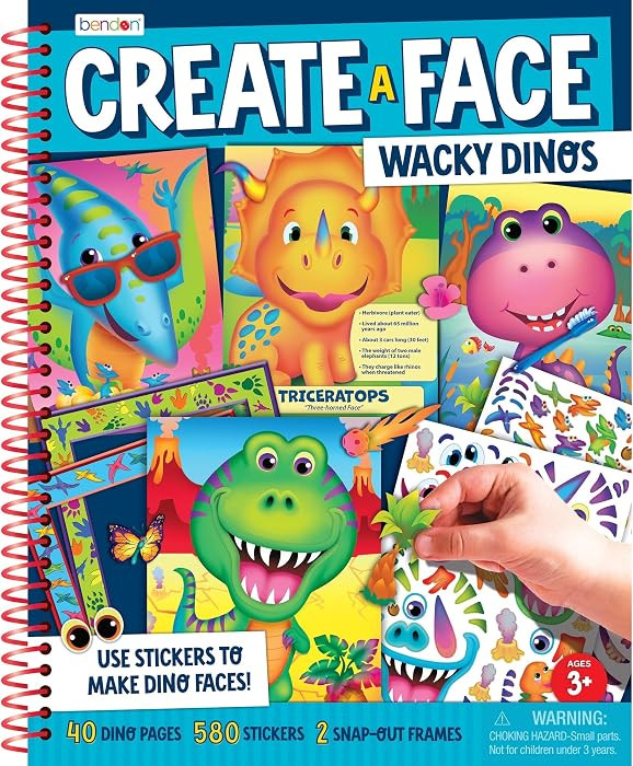 Bendon Create-A-Face Wacky Dinos Sticker Book - The Ultimate Airplane & Road Trip Activity - Crea... | Amazon (US)