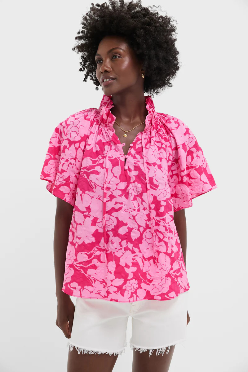 Pink Textured Floral Thea Blouse | Tuckernuck (US)