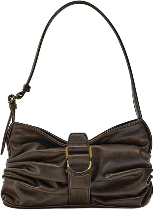 Women's Y2k Purse Buckle Shoulder Bag Vintage Punk Ruched Hobo Funky Leather Handbags | Amazon (US)