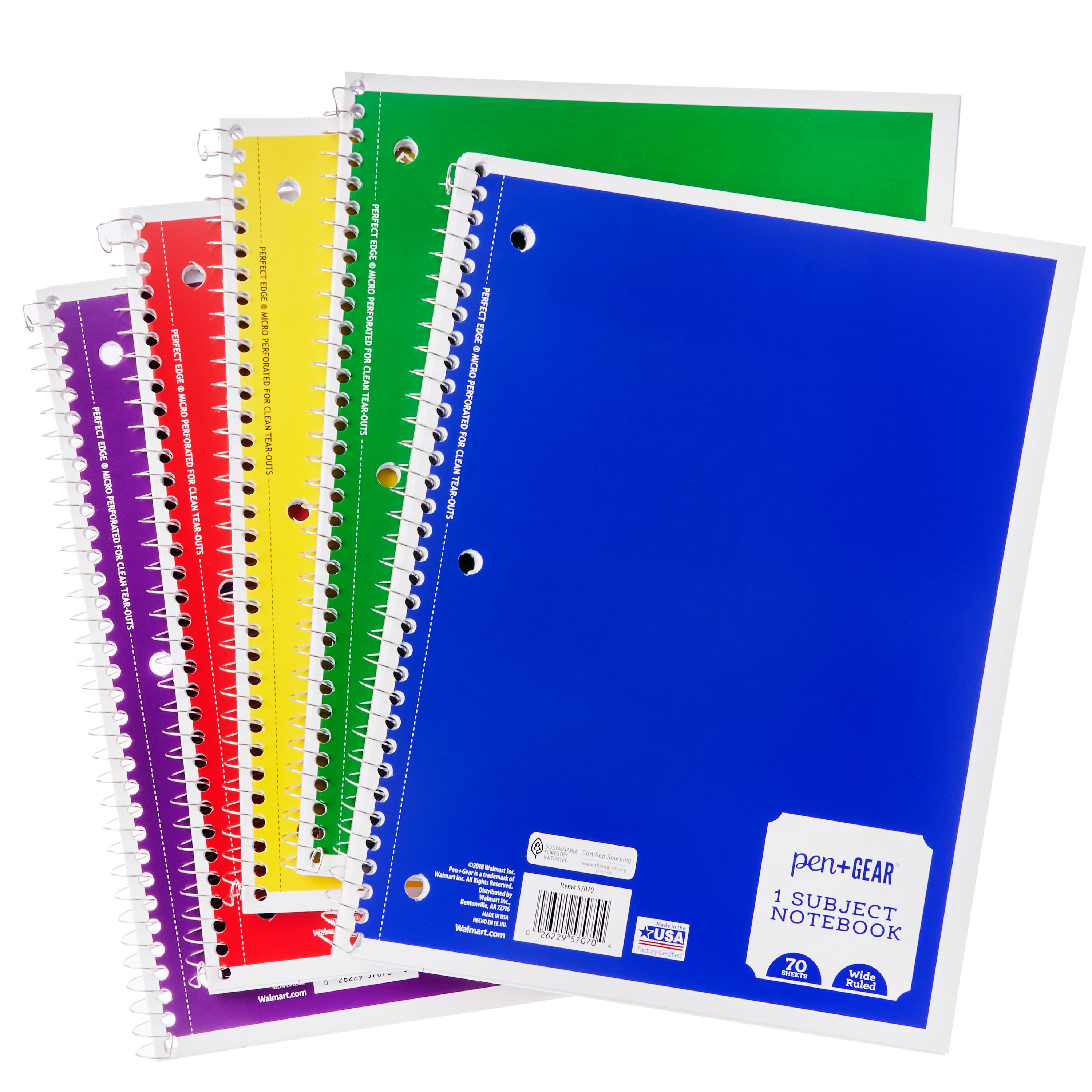 Pen + Gear 1-Subject Spiral Notebook, Wide Ruled, 70 Pages | Walmart (US)