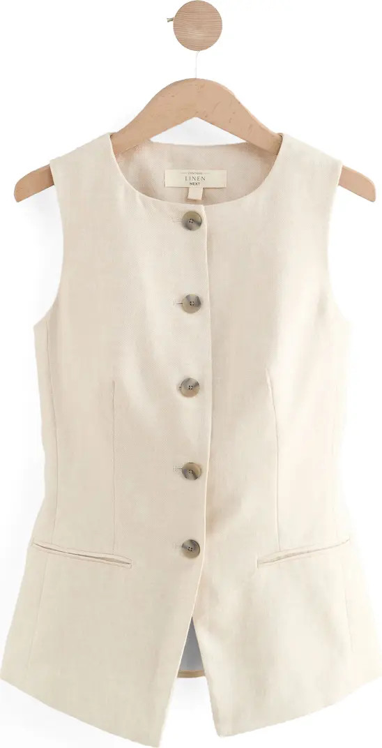 NEXT Long Linen Blend Vest | Nordstrom | Nordstrom