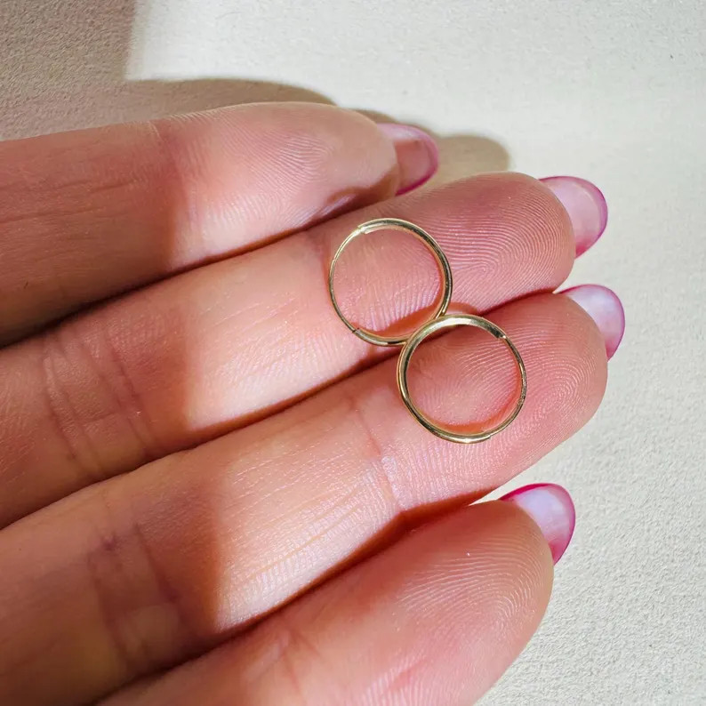 10mm .45" Solid 14K Yellow Gold Round Infinity Hoop Thin Eternity Endless Earrings | Etsy (US)