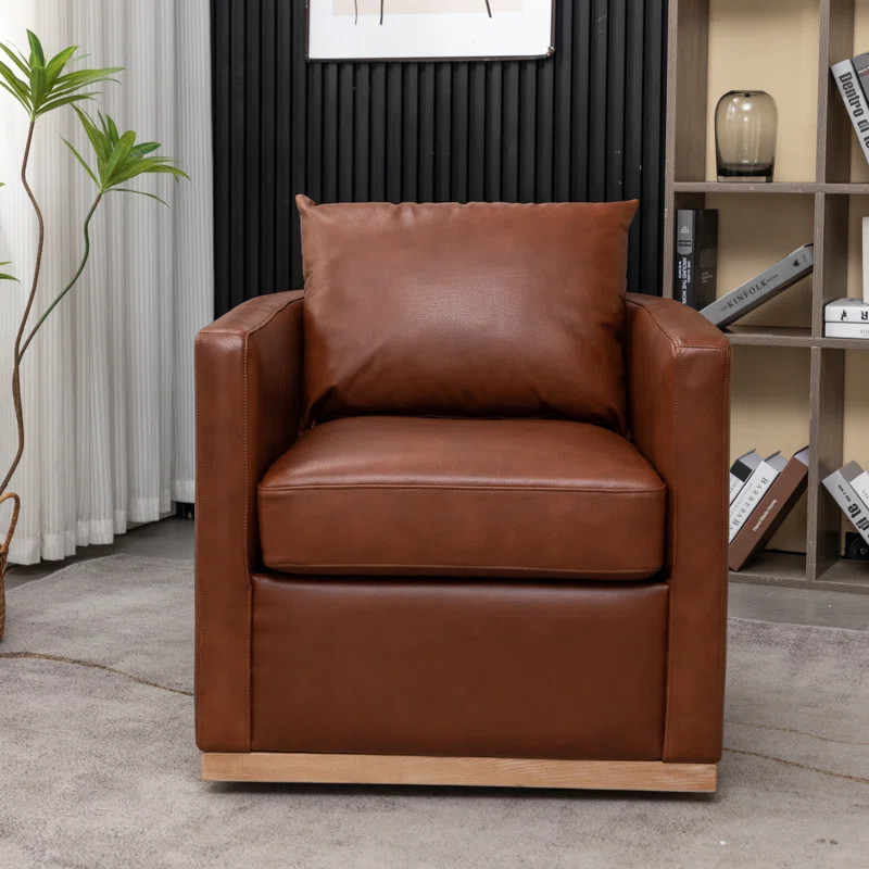 Beaney 29'' Wide Genuine Leather Top Grain Leather Swivel Armchair | Wayfair North America
