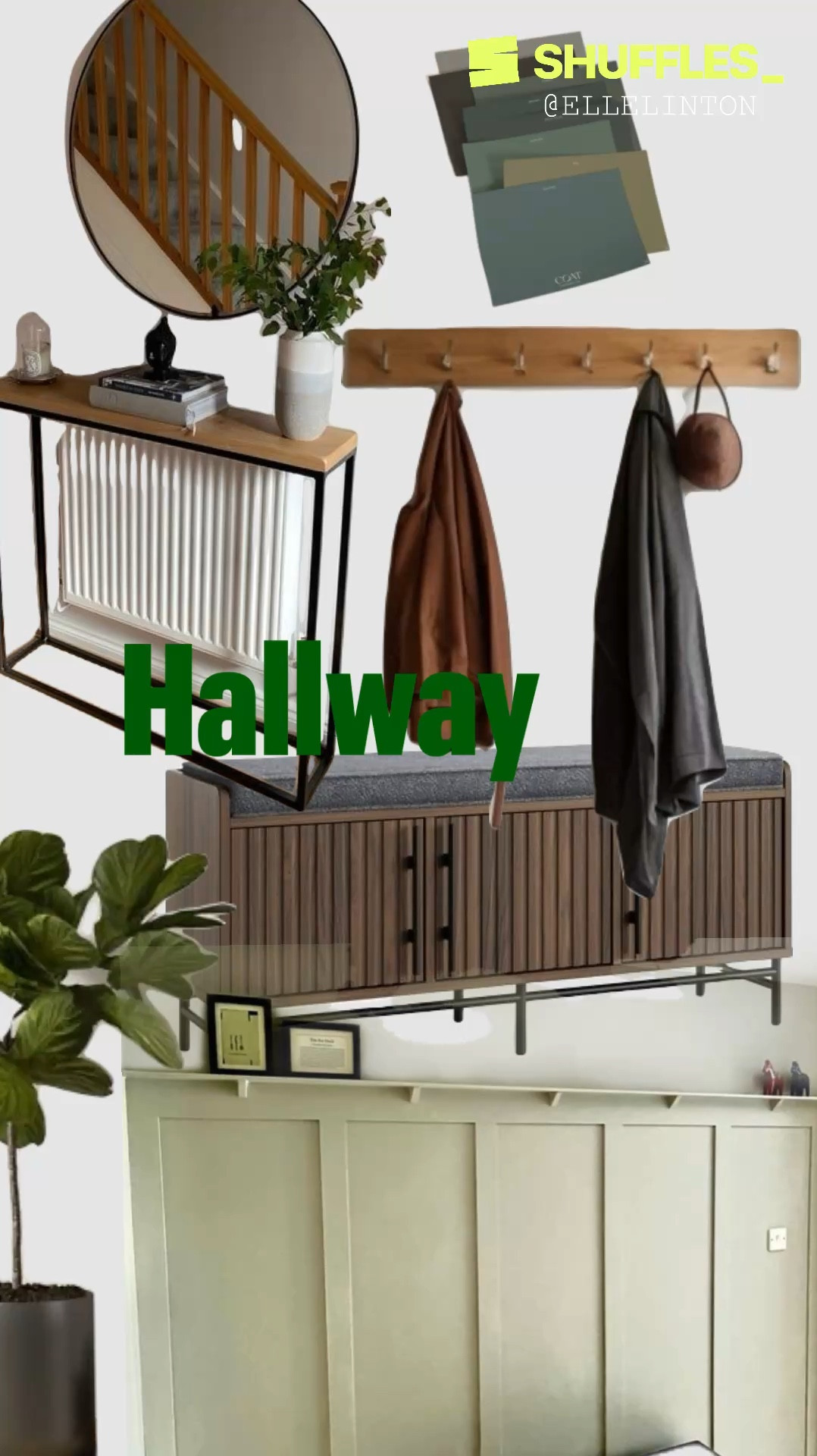 Hallway moodboard 

Console table, shoe storage, shoe bench, green hallway, green paint, coat hooks, plants, home decor, home inspiration, home improvement 

#LTKuk #LTKeurope #LTKhome