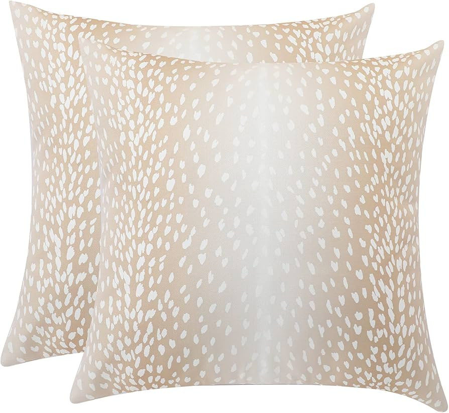 Set of 2 Antelope Pillow Covers, 24x24 Inch Soft Linen Faux Fawn Animal Print Modern Euro Throw P... | Amazon (US)