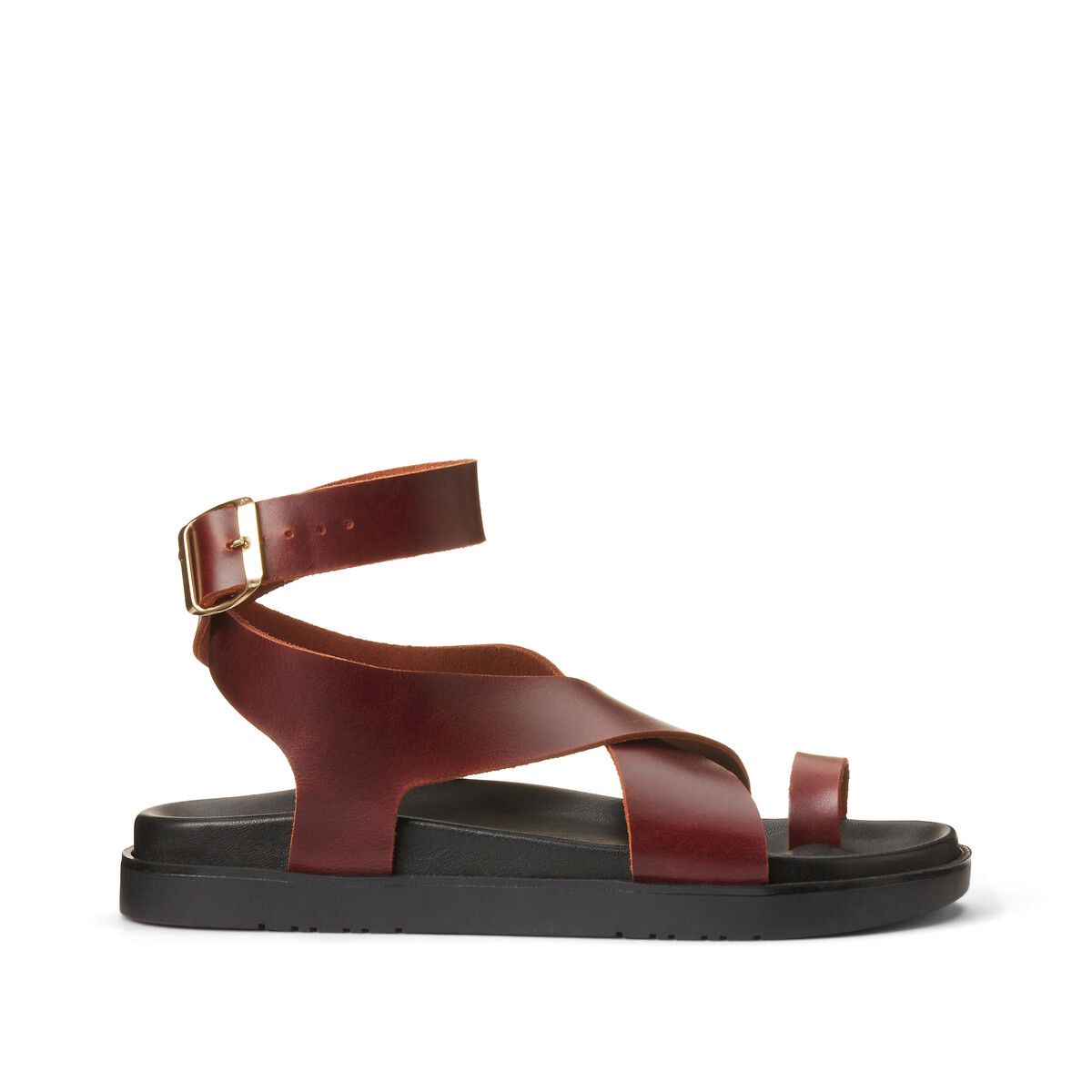 Leather Toe Post Sandals with Ankle Strap | La Redoute (UK)