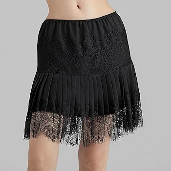 Women Y2k Lace Mini Skirt Low Rise Pleated Ruffle Half Slip Skirt Layered Flowy Short Skirt Stree... | Amazon (US)