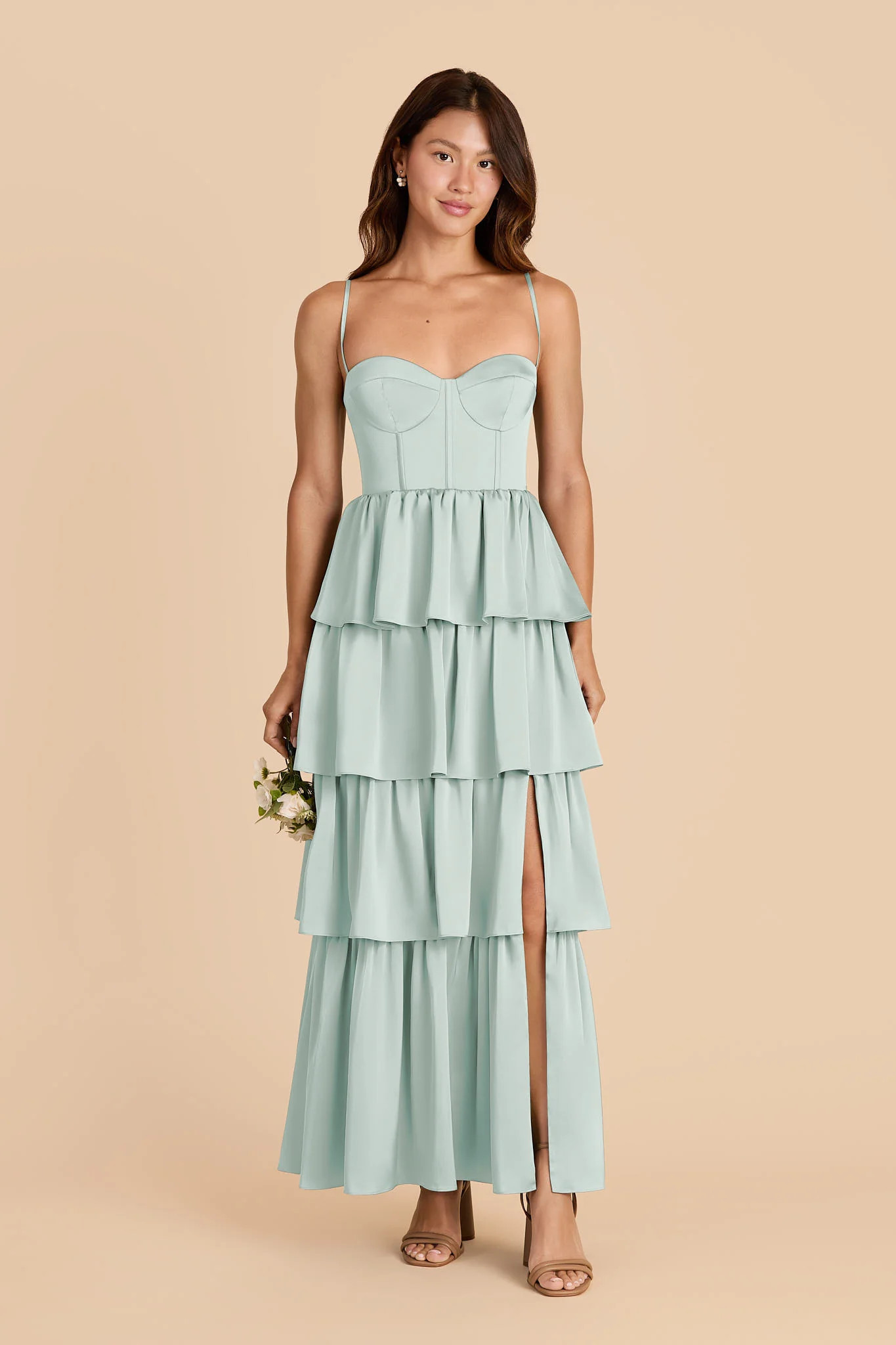 Mint Bridesmaid Dress Matte Satin Size Large Birdy Grey Lola | Birdy Grey