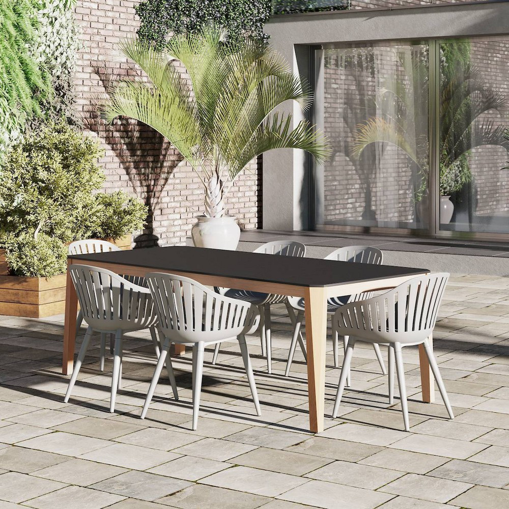 Amazonia Livia 7pc Eucalyptus Wood & Aluminum Outdoor Patio Dining Set with Rectangular Table 57""x4 | Target