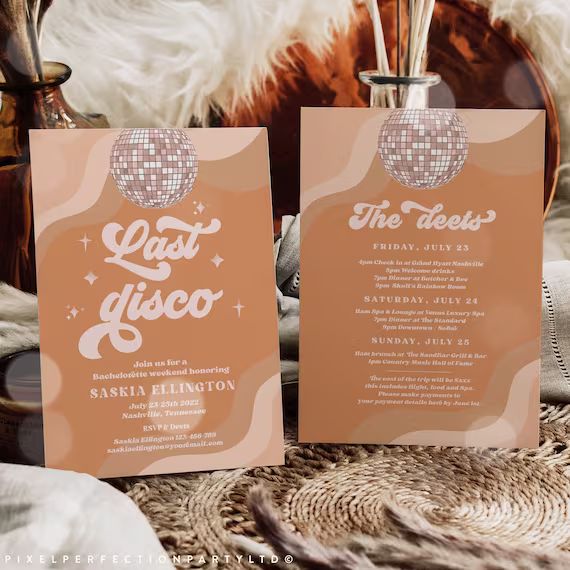 Editable Last Disco Retro Bachelorette Weekend Invitation and - Etsy | Etsy (US)