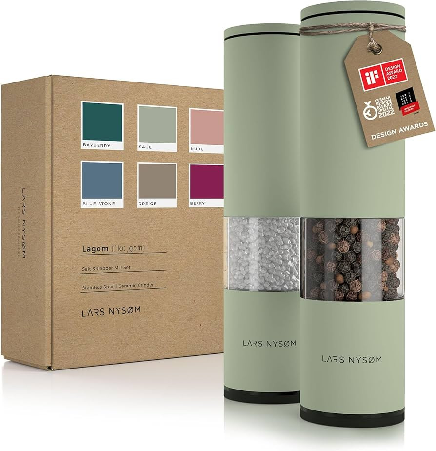 LARS NYSØM Salt and Pepper Mills Set Stainless Steel with Adjustable Ceramic Grinder 2 pieces I ... | Amazon (US)