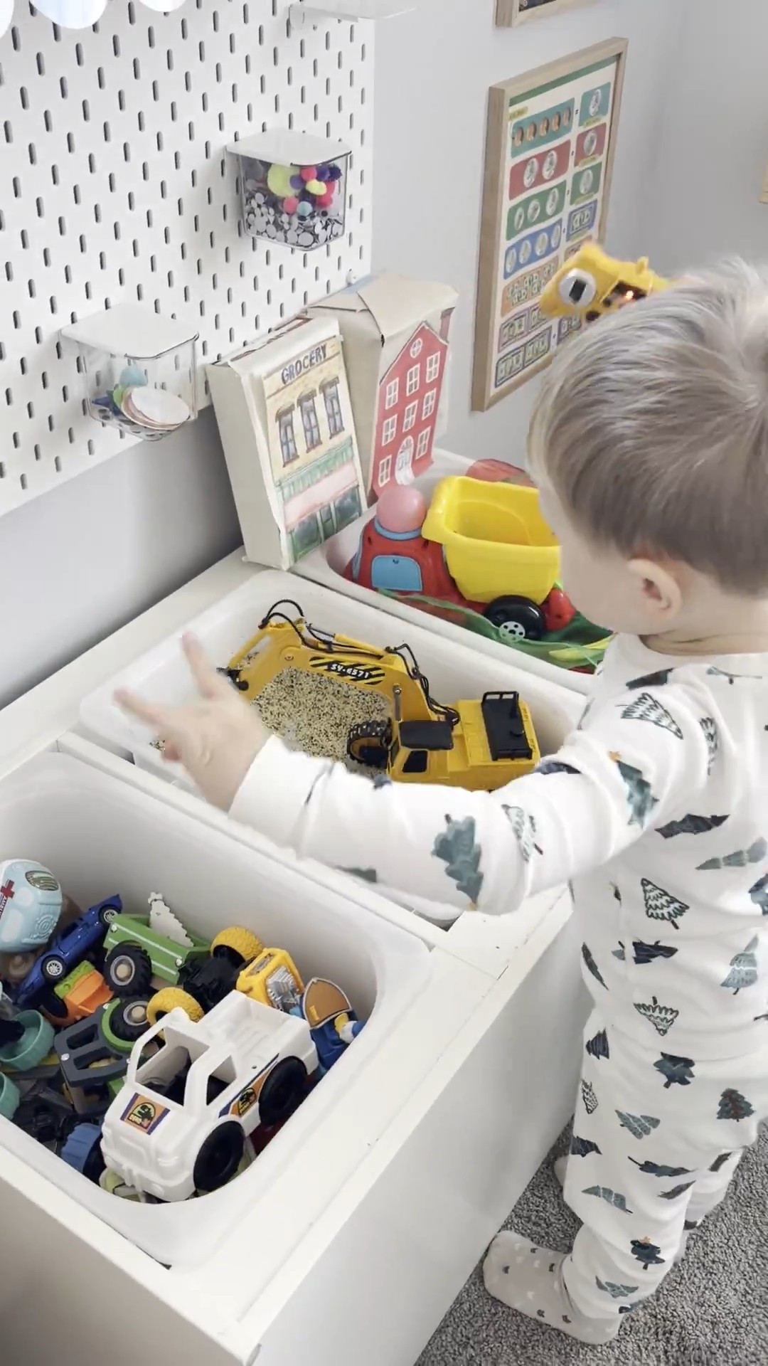 Pegboard and sensory buckets (FLISAT toy organizer) from IKEA 

#LTKKids #LTKmomlife #LTKHome