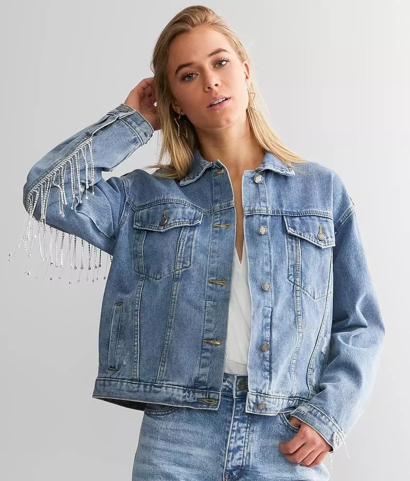 Rhinestone Fringe Denim Jacket | Buckle