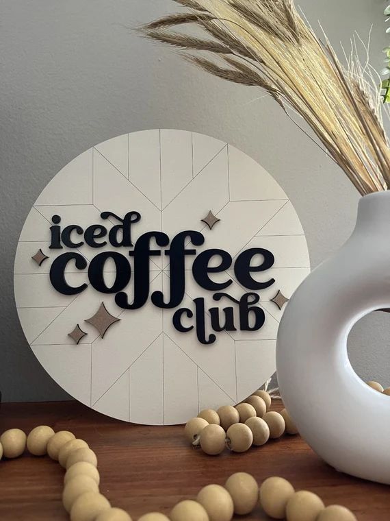 Iced Coffee Club Sign  Boho Coffee Sign  Modern Coffee Decor - Etsy | Etsy (US)