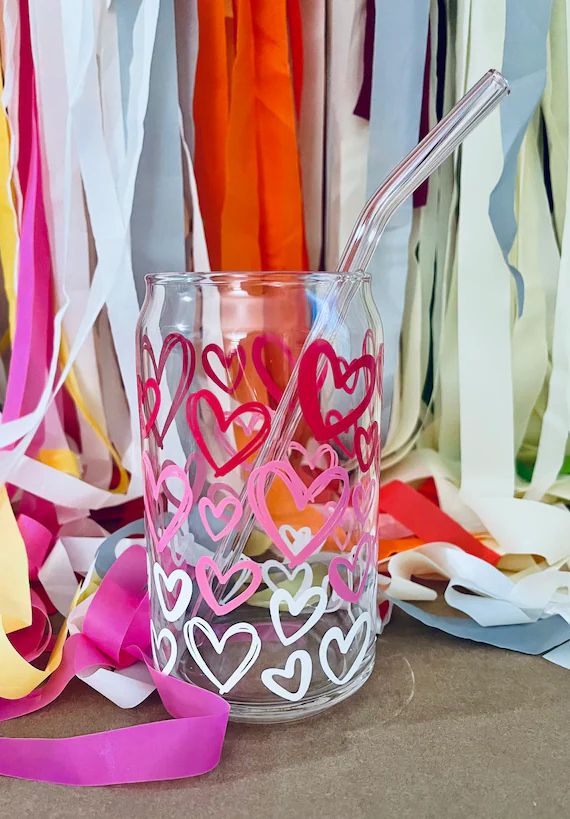 Ombre Heart Glass Beer Can  Glass Can  Valentines Print | Etsy | Etsy (US)