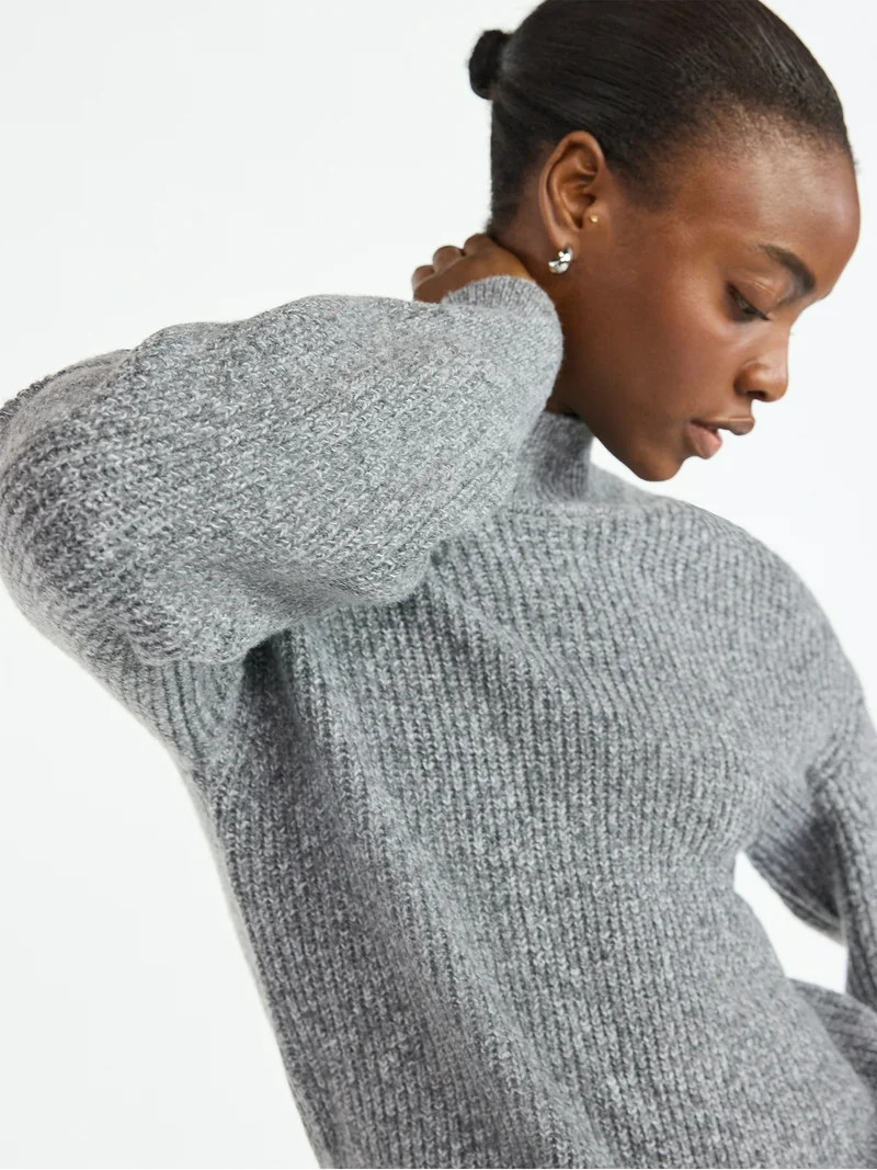 Scoop Women's Shaker Stitch Turtleneck Sweater, Lightweight, Sizes XS-XXL | Walmart (US)