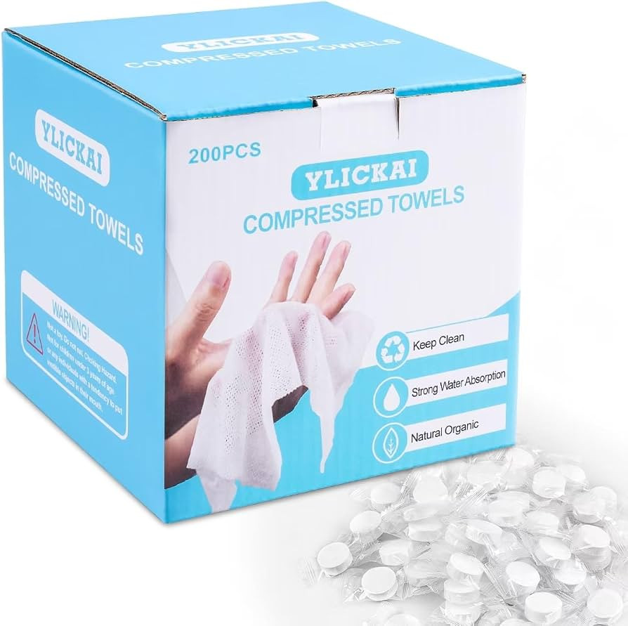 200 PCS Compressed Towel, Disposable Thicker Portable Towels, Camping Wet Compressed Hand Towel f... | Amazon (US)
