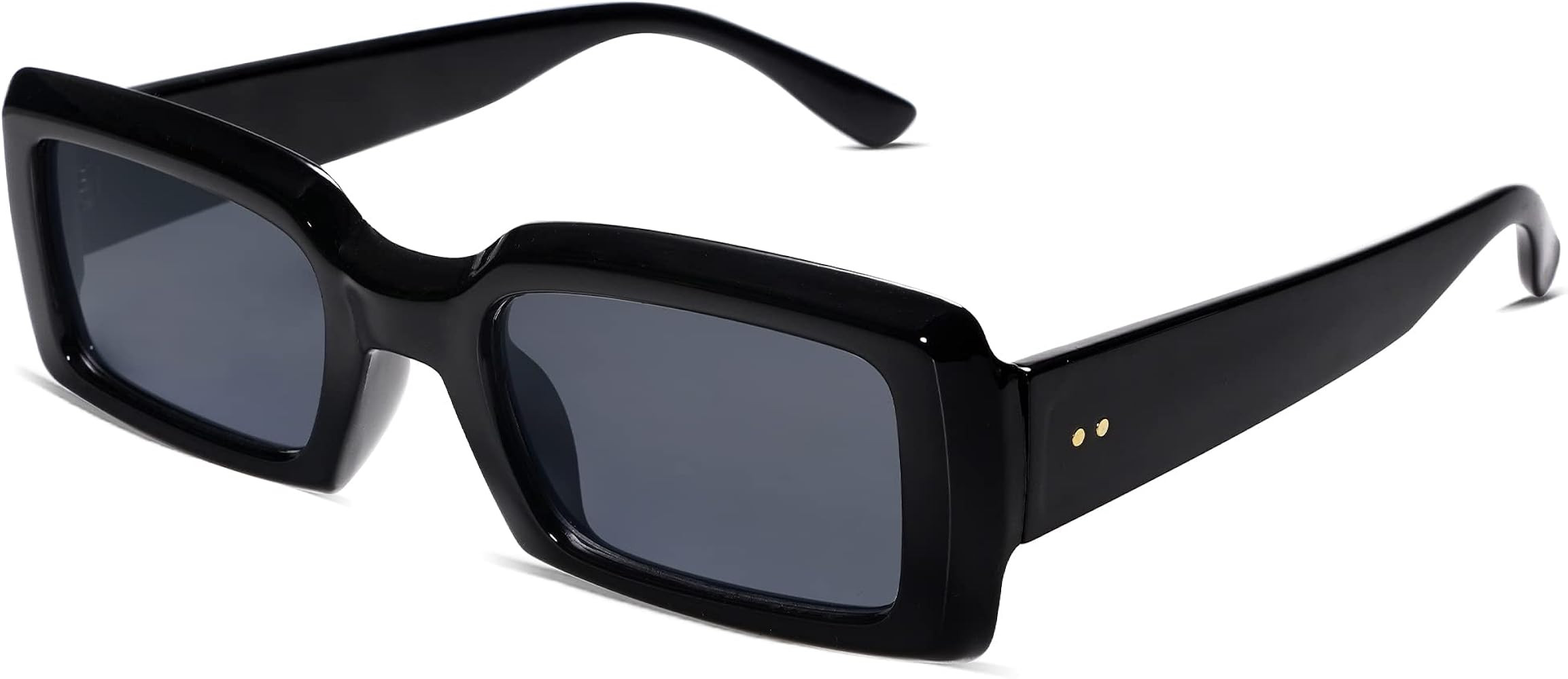 Allarallvr Trendy Rectangle Sunglasses for Women Men Vintage 90's Square Shades Thick Frame Nude ... | Amazon (US)