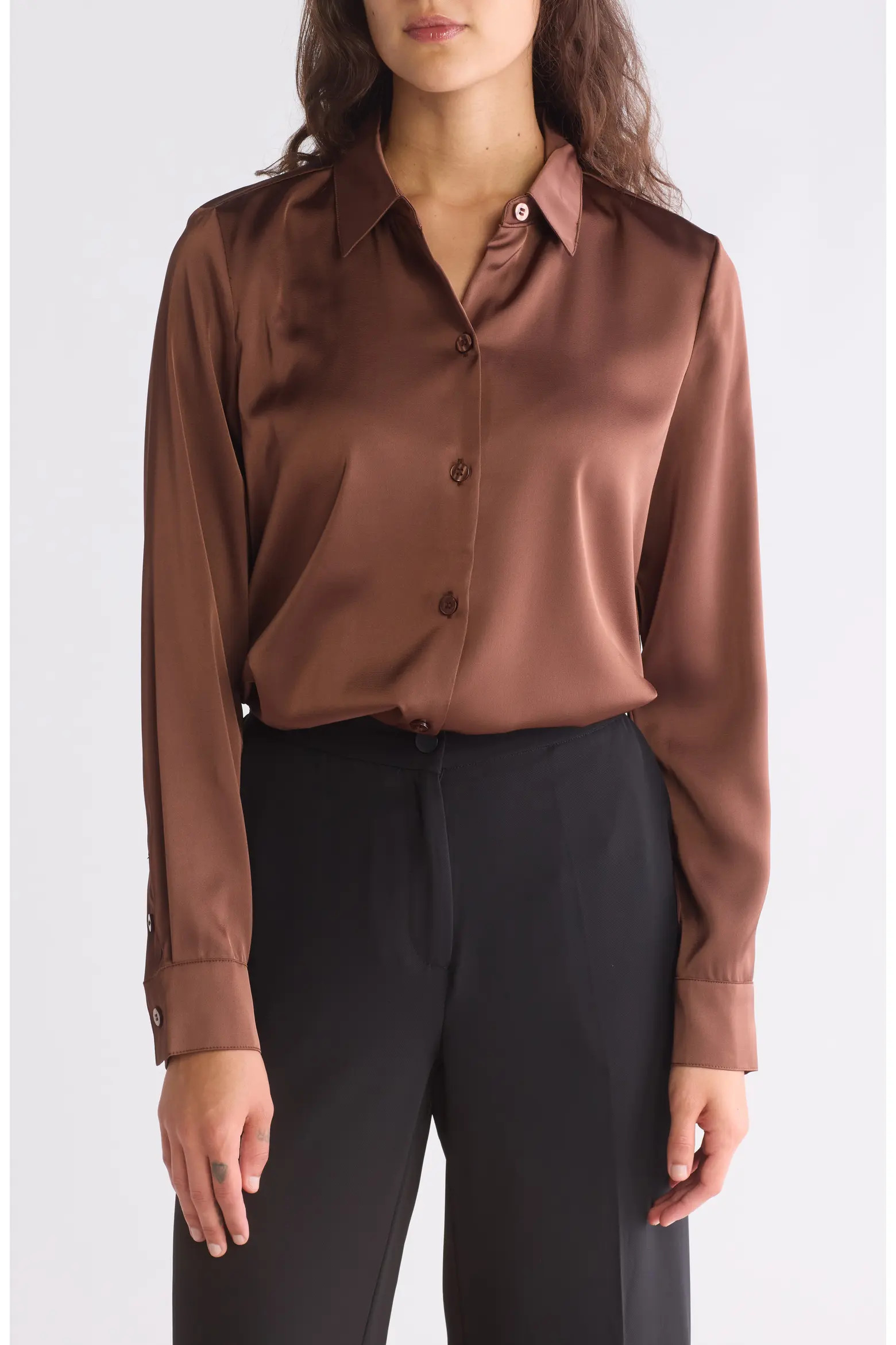 Vince Camuto Satin Long Sleeve Button-Up Shirt (Women) | Nordstromrack | Nordstrom Rack