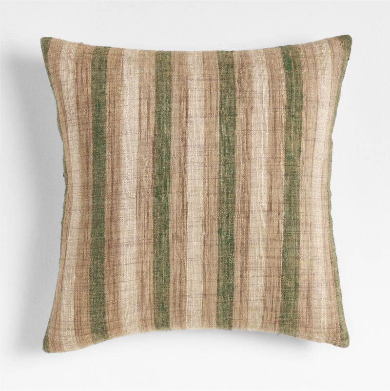 Riviera Stripe 23"x23" Cyprus Green Throw Pillow Cover + Reviews | Crate & Barrel | Crate & Barrel