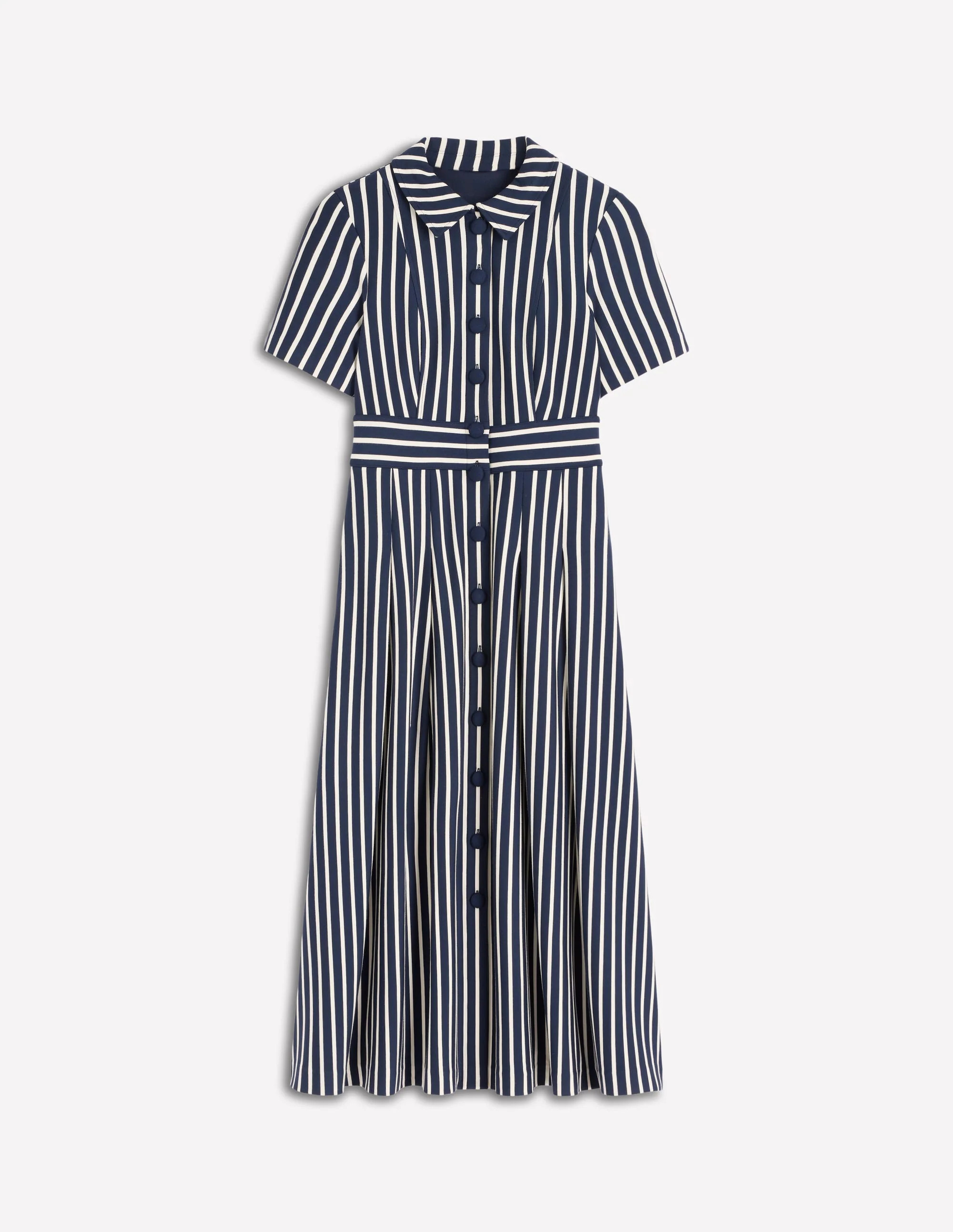 Bridget Ponte Shirt Dress-Navy and Ivory Stripe | Boden (US)
